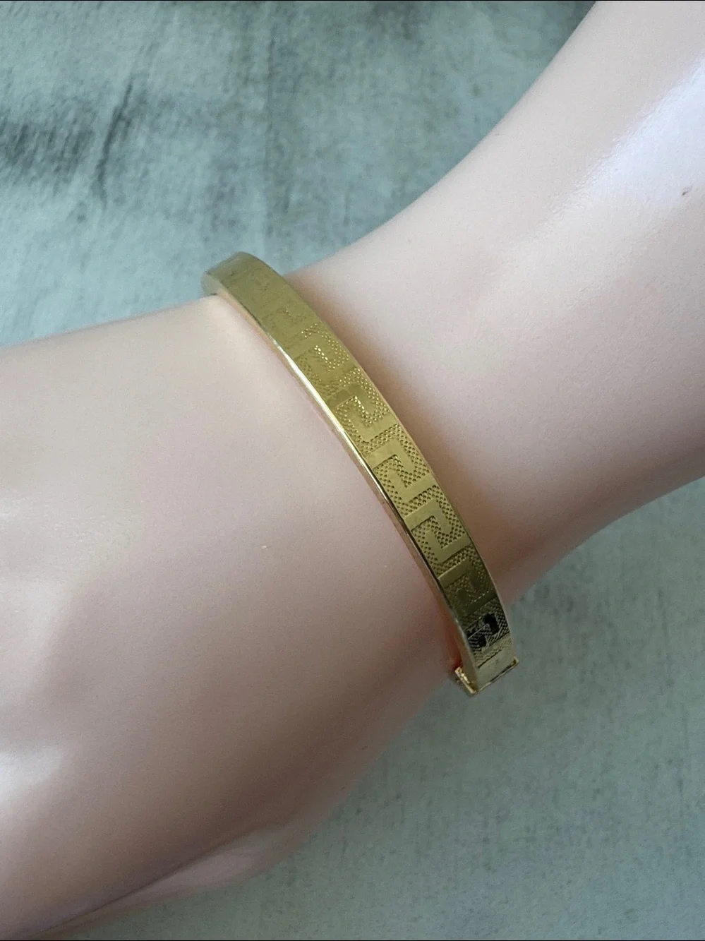 MIA FIORE Gold Plated Bronze Greek Key Dyadema Bangle Bracelet